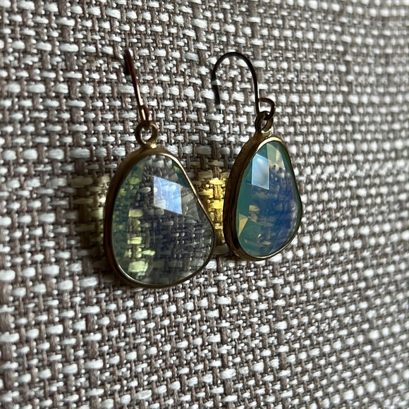 Francesca’s Collections Aquamarine Gold Dangle Earrings - Picture 2 of 4